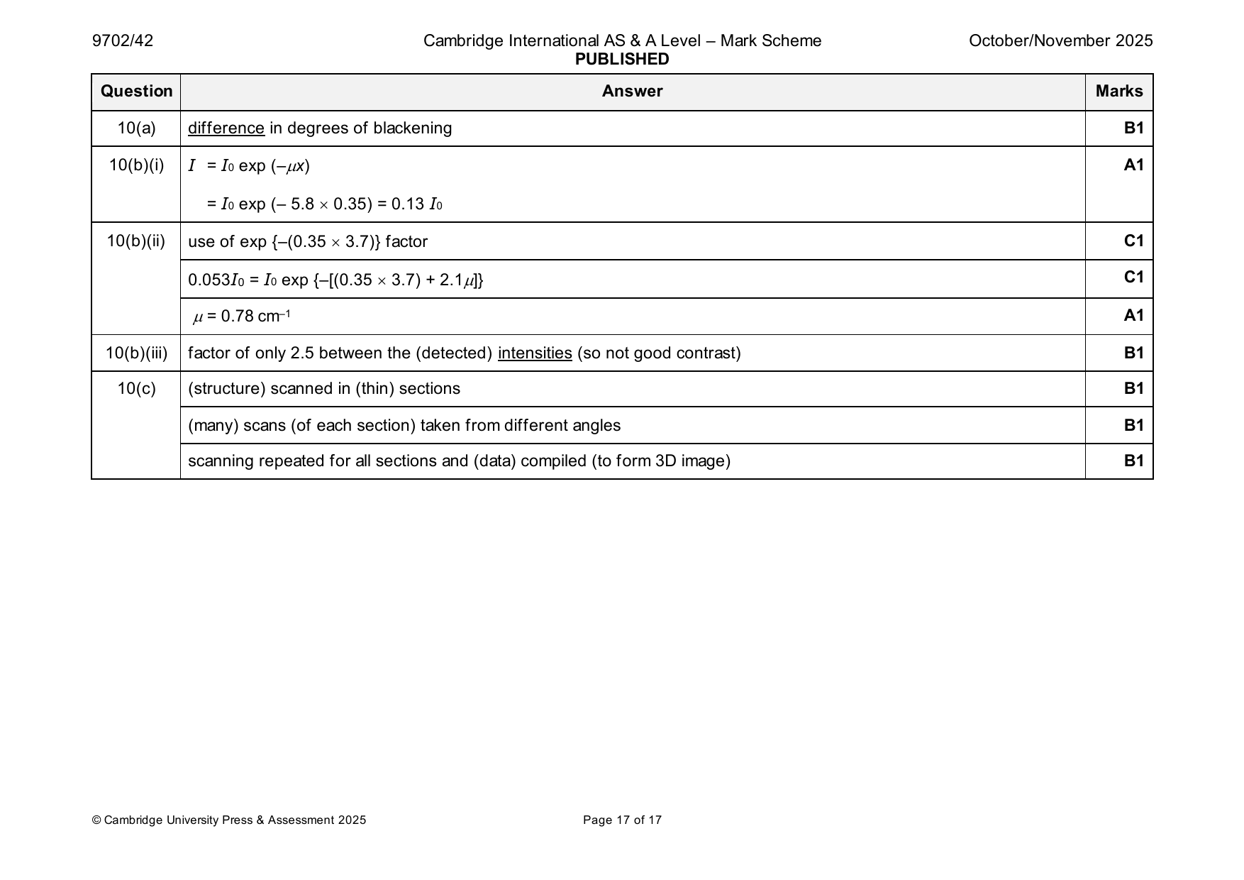 9702-2025-on-42-q10 official mark scheme page