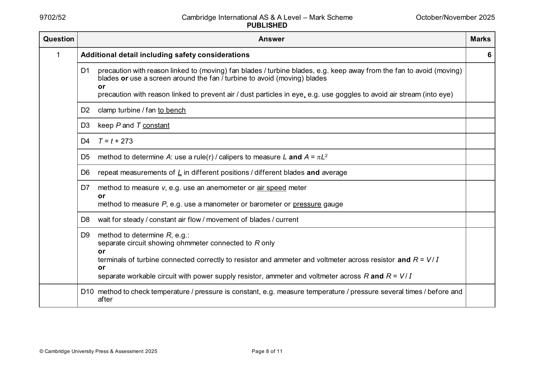 9702-2025-on-52-q01 official mark scheme page