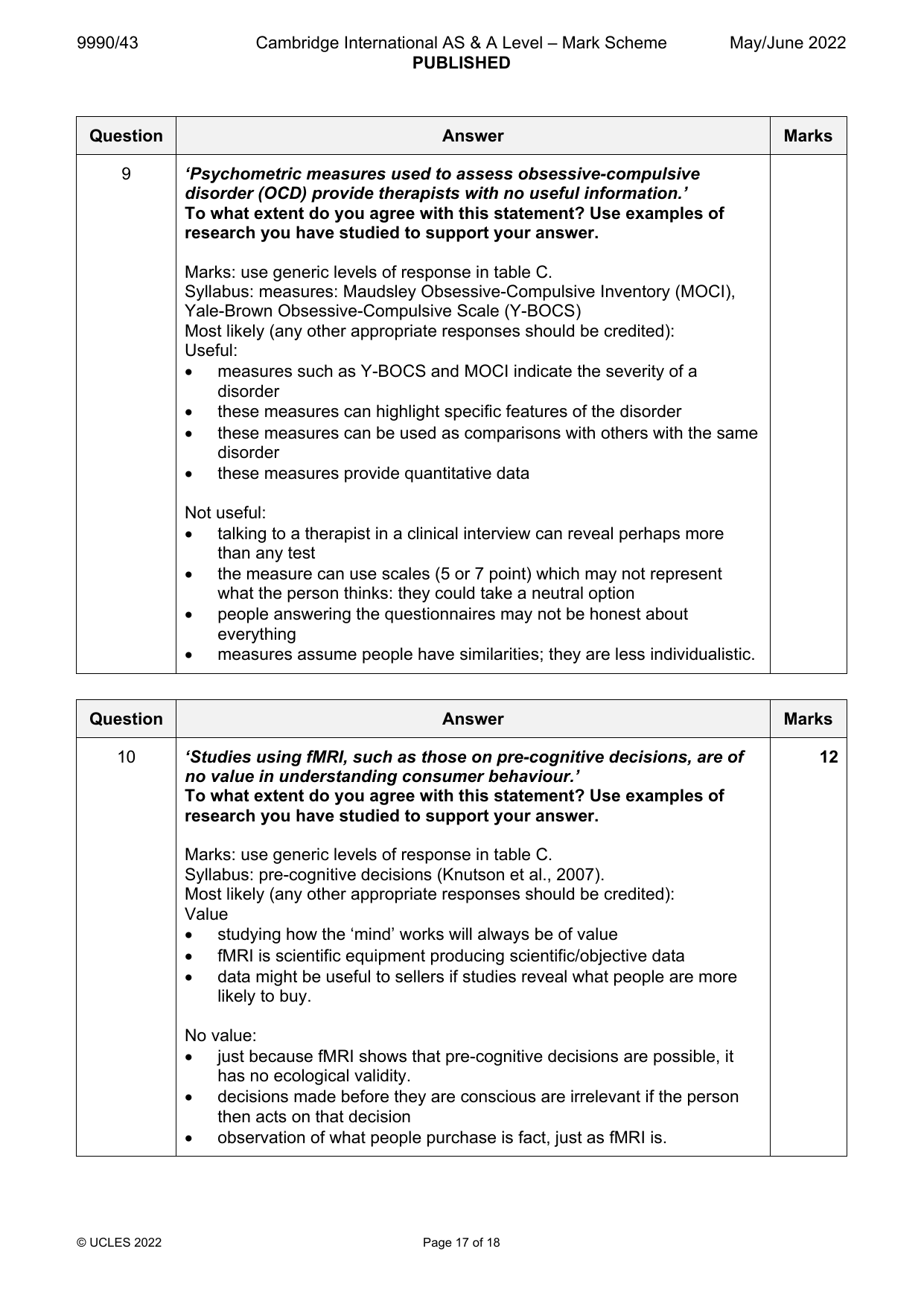 9990-2022-mj-43-q10 official mark scheme page