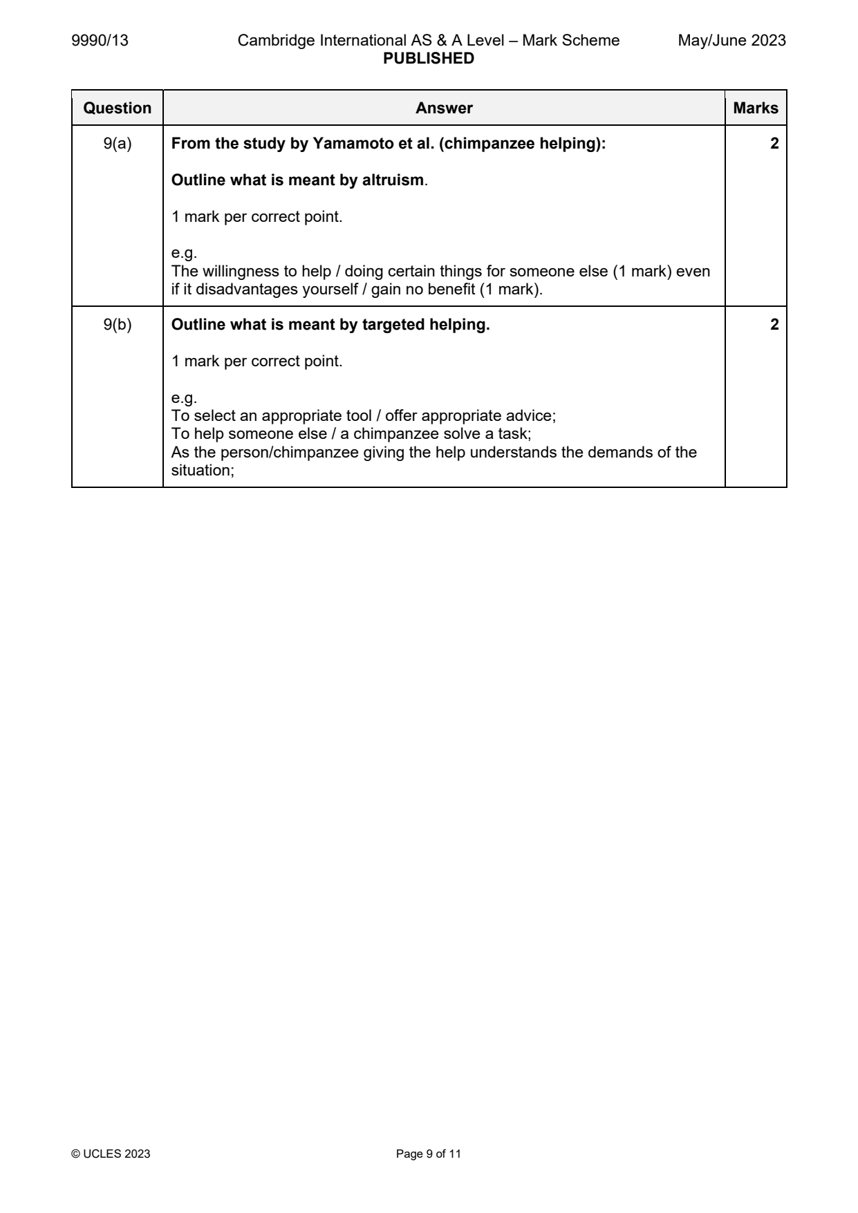 9990-2023-mj-13-q09 official mark scheme page