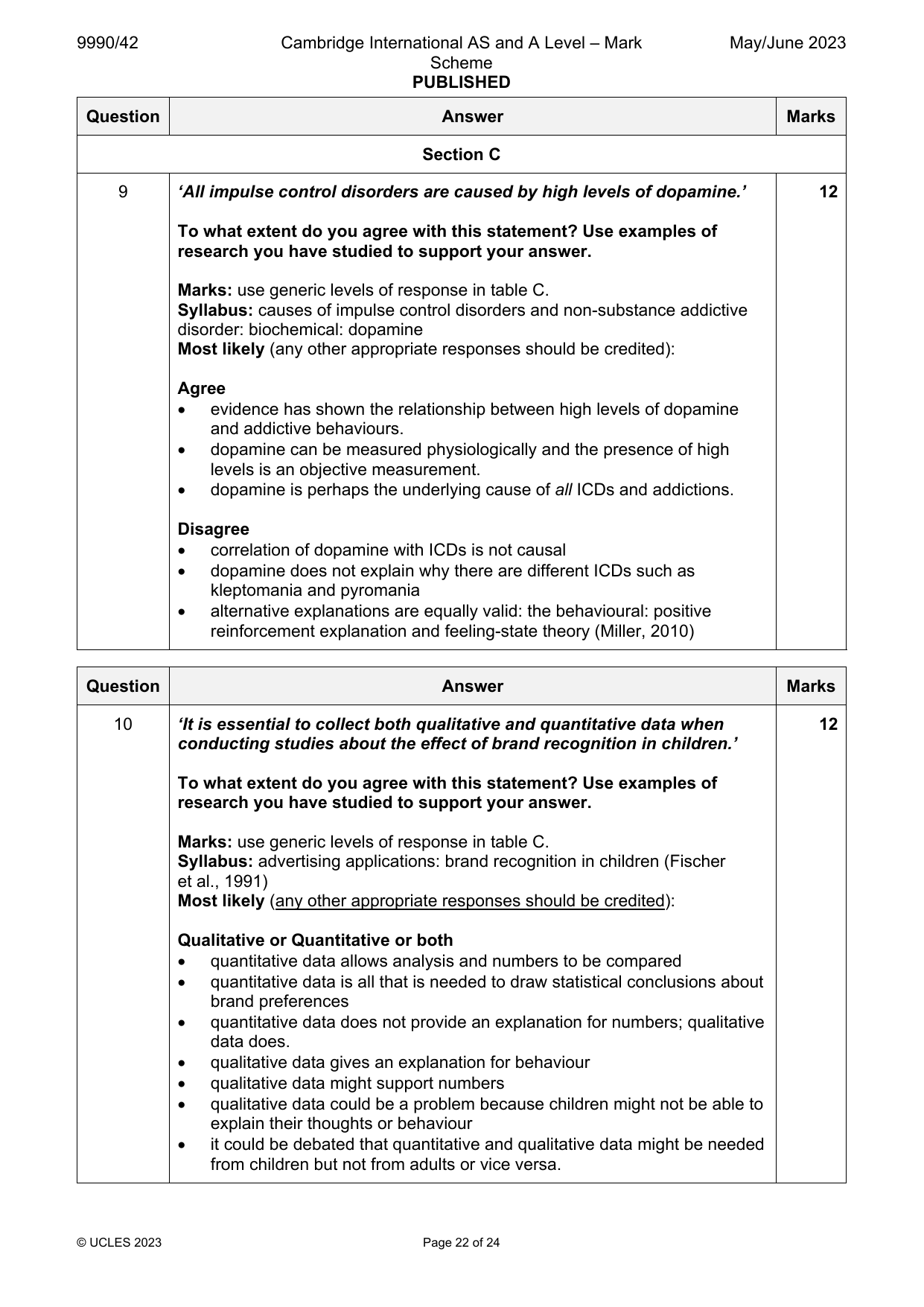9990-2023-mj-42-q10 official mark scheme page