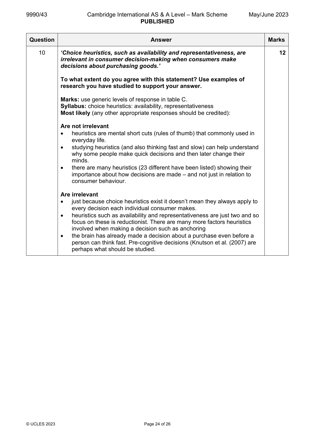 9990-2023-mj-43-q10 official mark scheme page