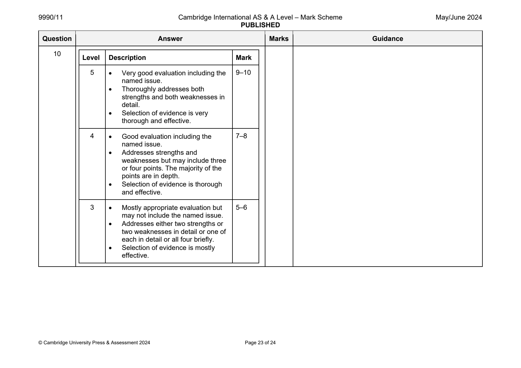 9990-2024-mj-11-q10 official mark scheme page