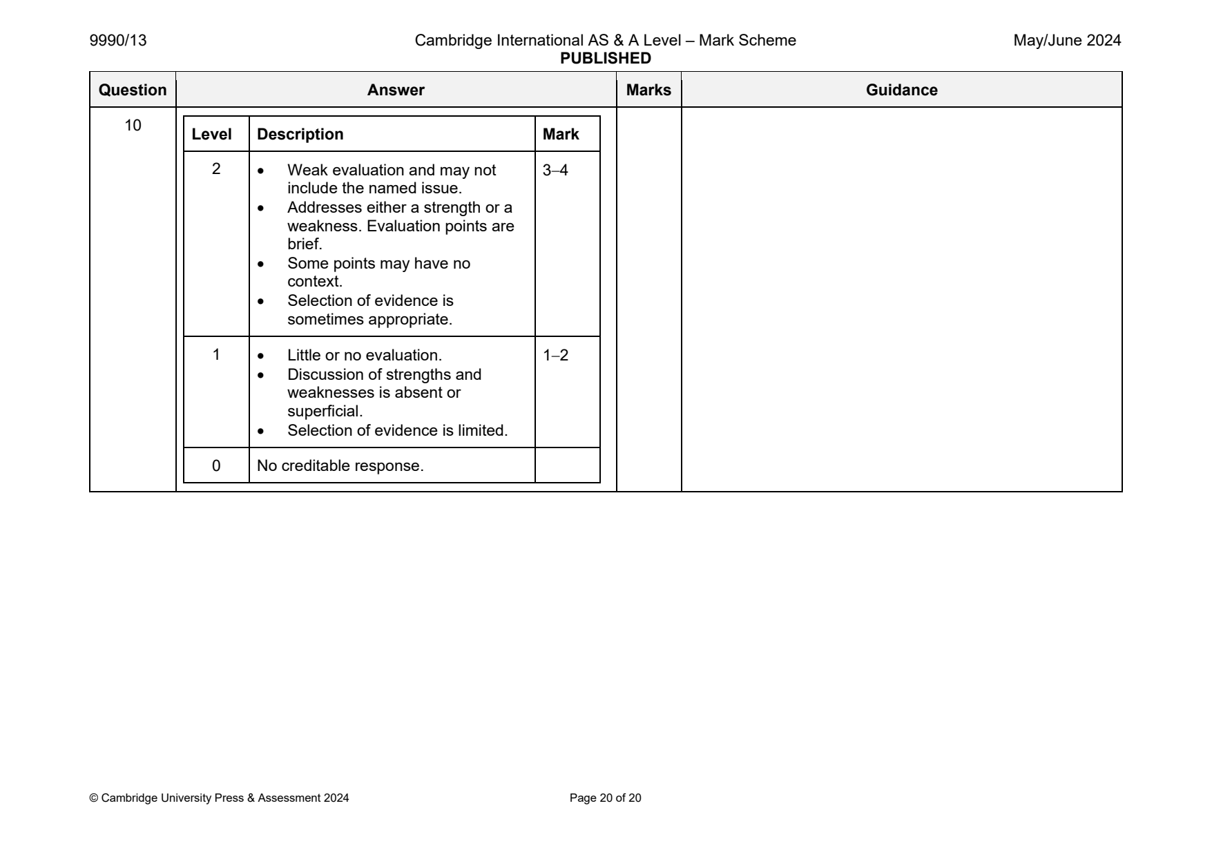 9990-2024-mj-13-q10 official mark scheme page