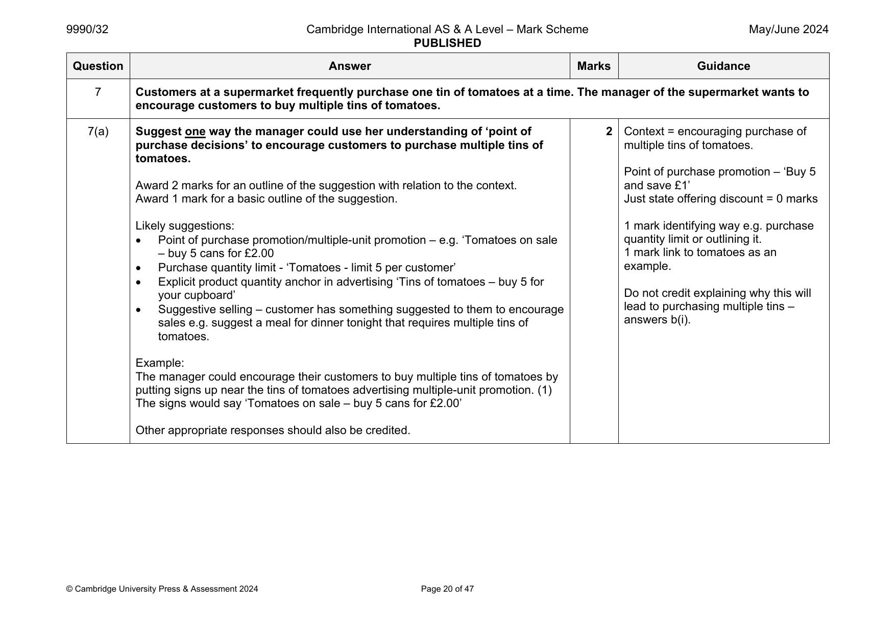 9990-2024-mj-32-q07 official mark scheme page