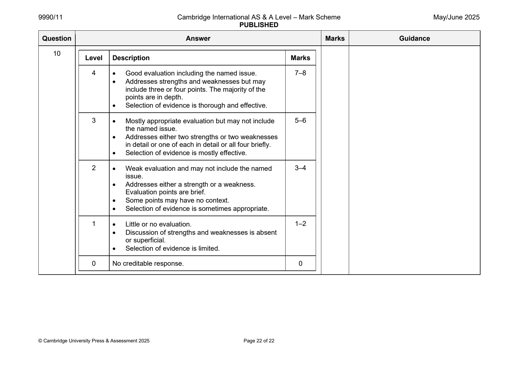 9990-2025-mj-11-q10 official mark scheme page