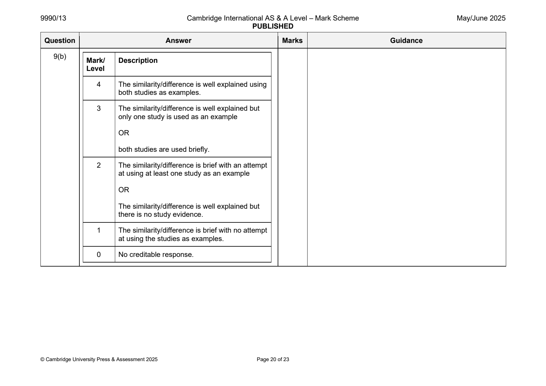 9990-2025-mj-13-q09 official mark scheme page