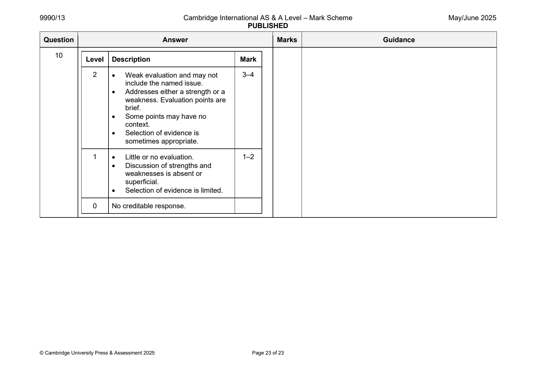 9990-2025-mj-13-q10 official mark scheme page