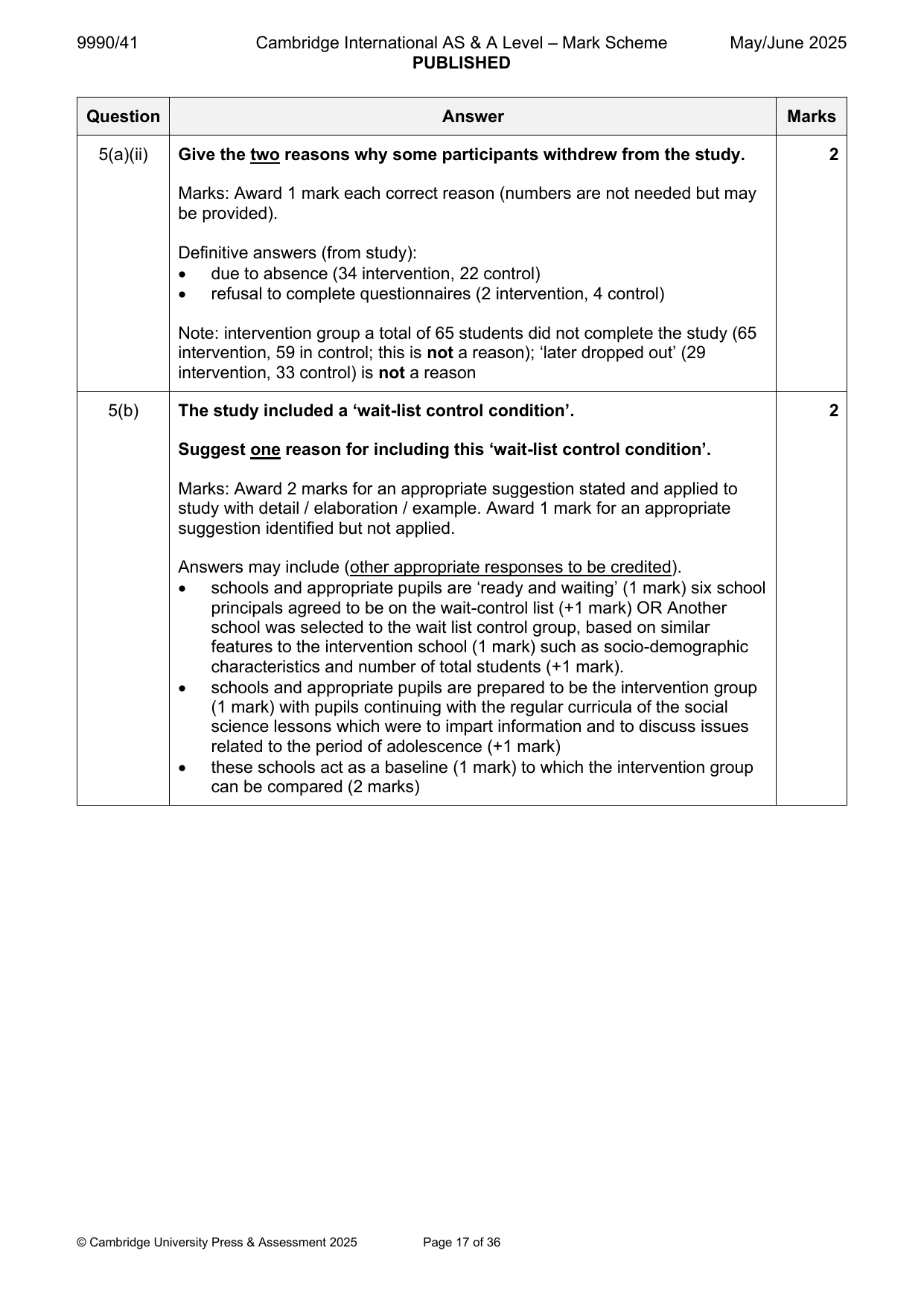 9990-2025-mj-41-q05 official mark scheme page