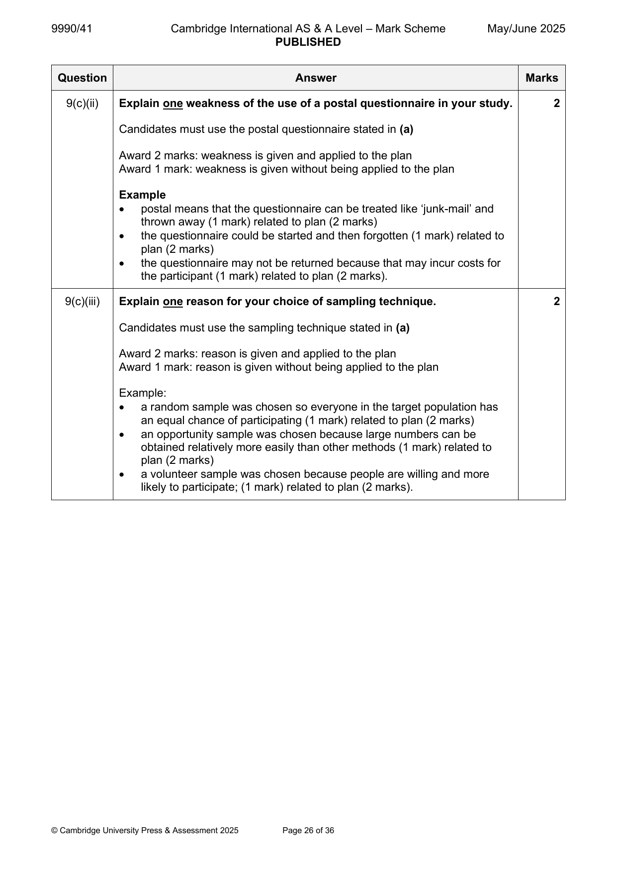 9990-2025-mj-41-q09 official mark scheme page