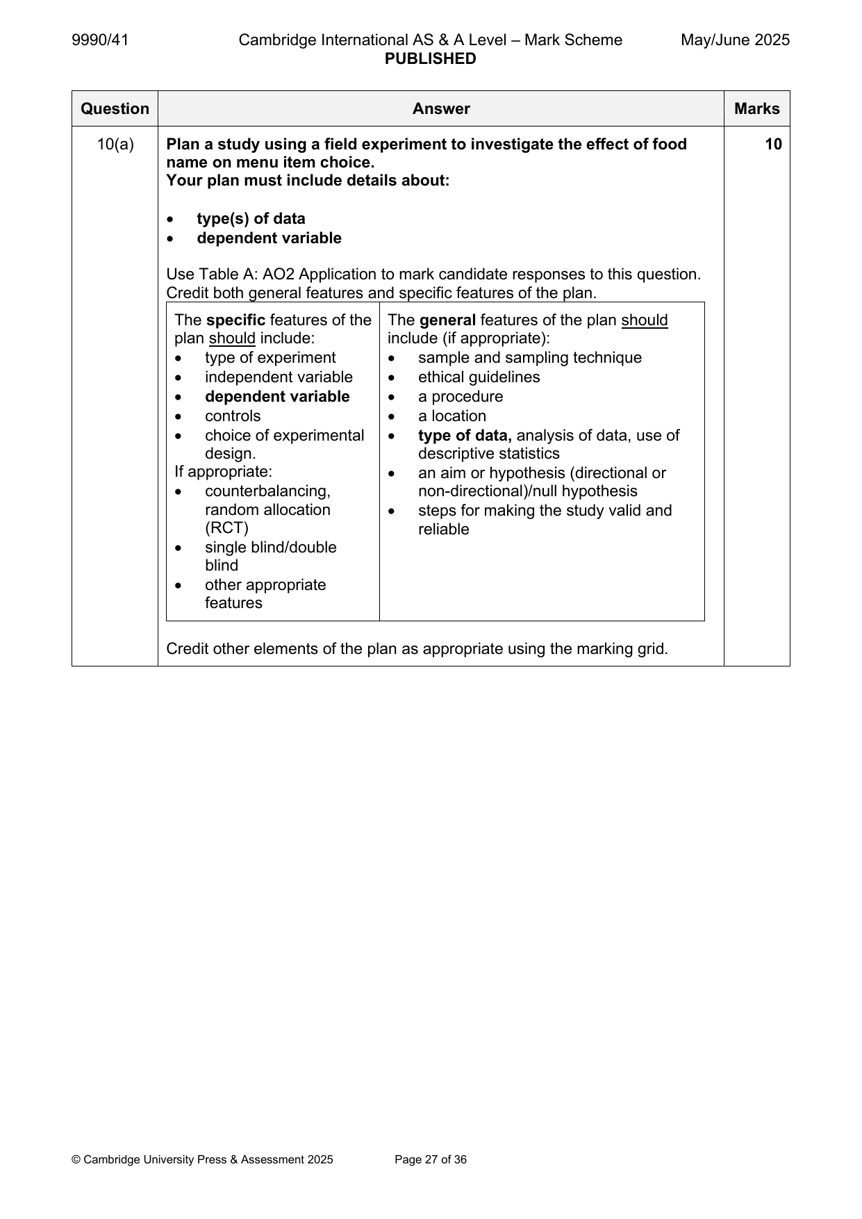 9990-2025-mj-41-q10 official mark scheme page