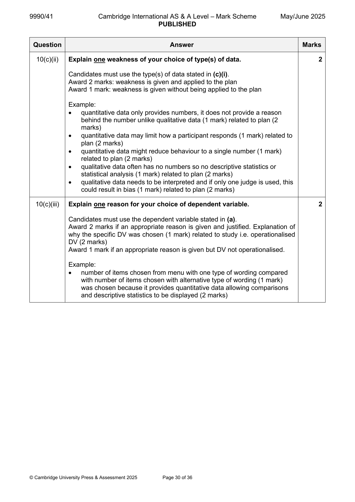 9990-2025-mj-41-q10 official mark scheme page