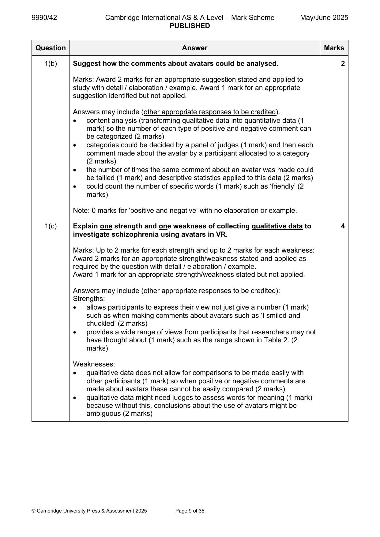 9990-2025-mj-42-q01 official mark scheme page