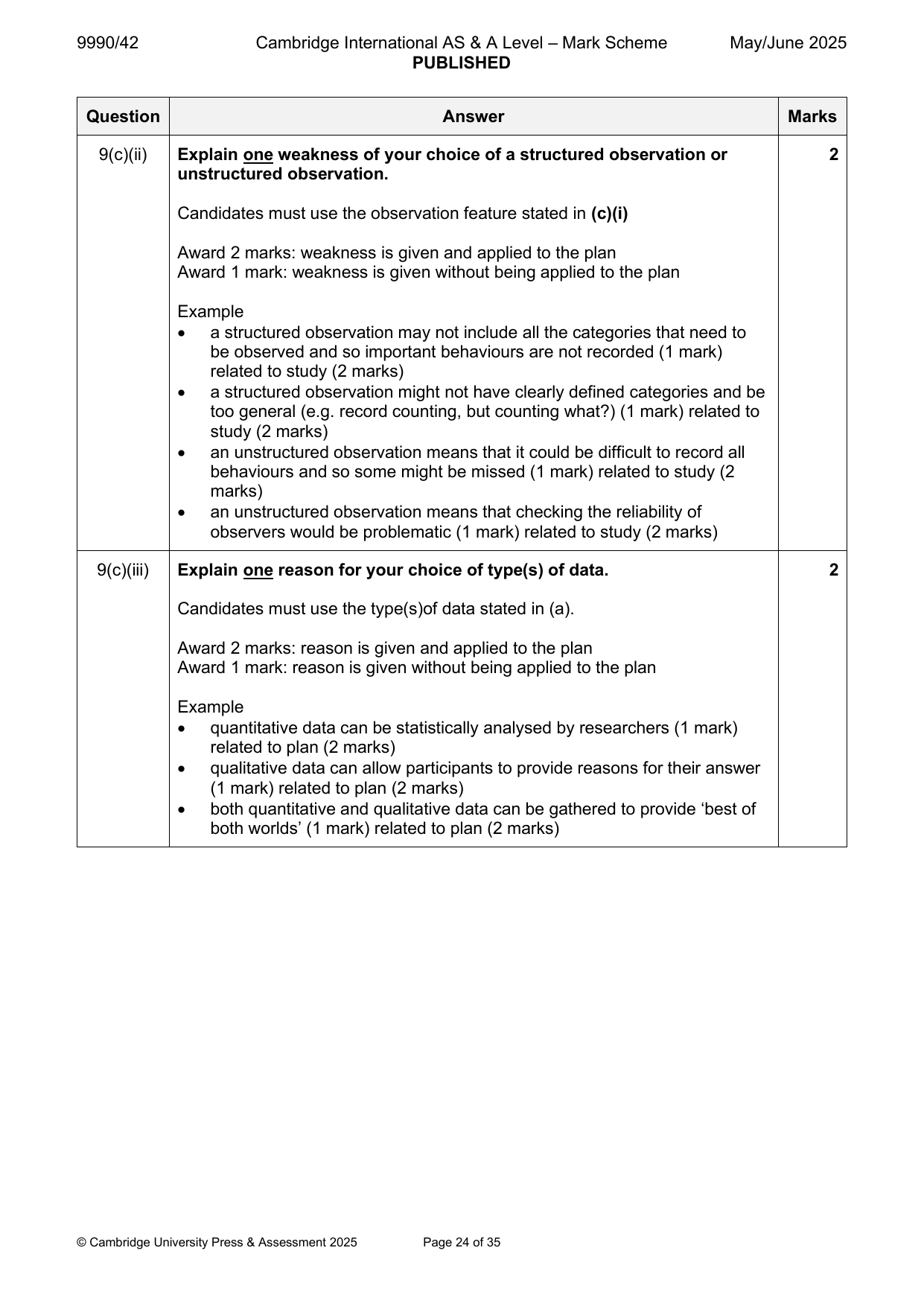 9990-2025-mj-42-q09 official mark scheme page
