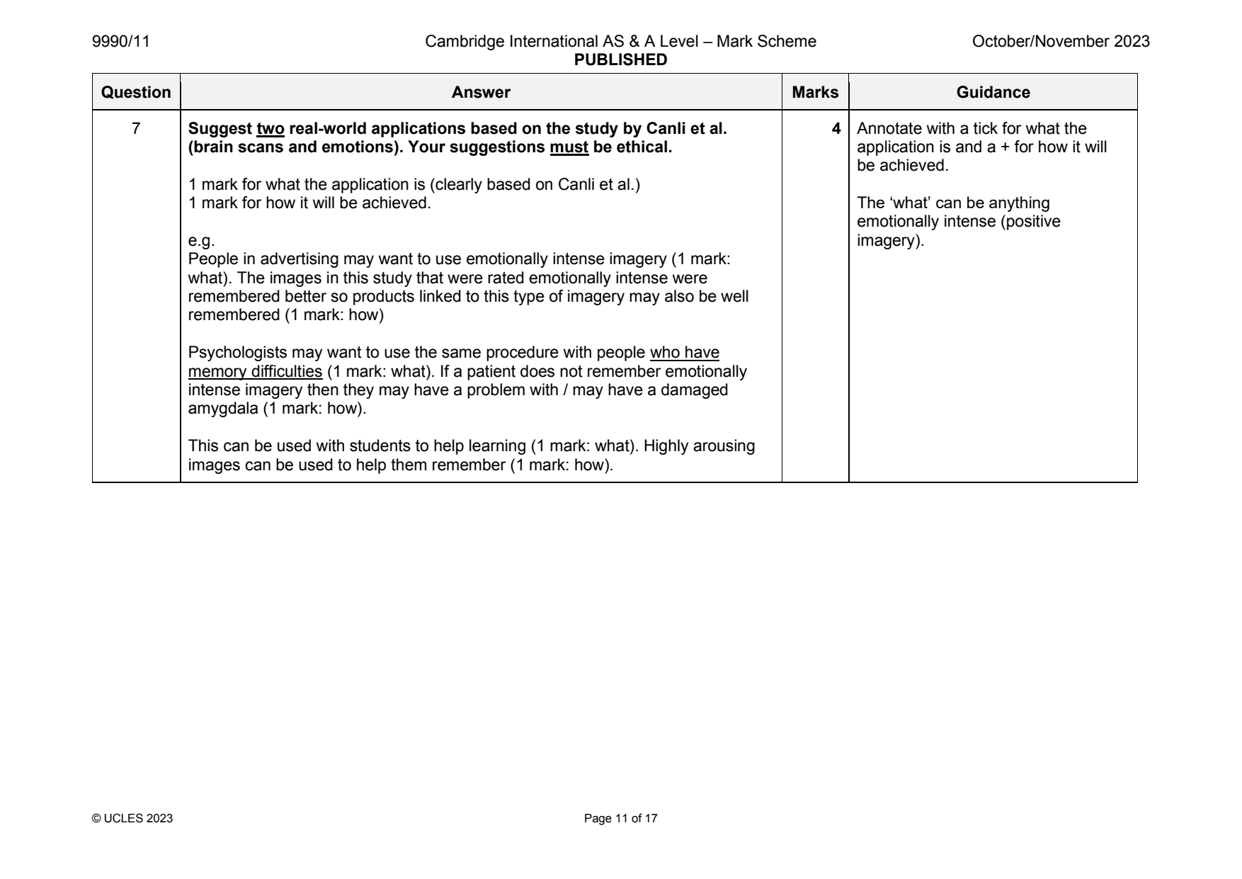 9990-2023-on-11-q07 official mark scheme page