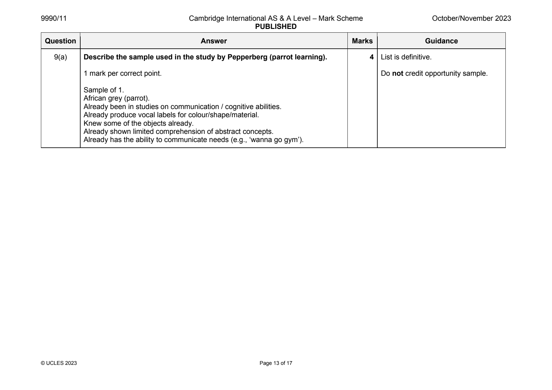 9990-2023-on-11-q09 official mark scheme page