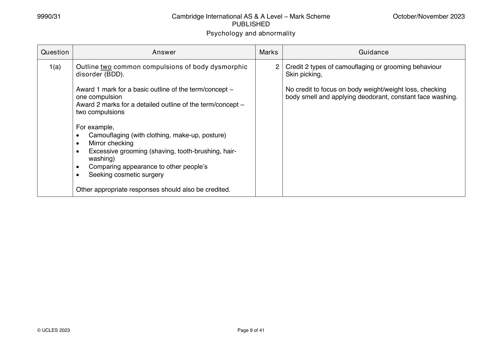 9990-2023-on-31-q01 official mark scheme page