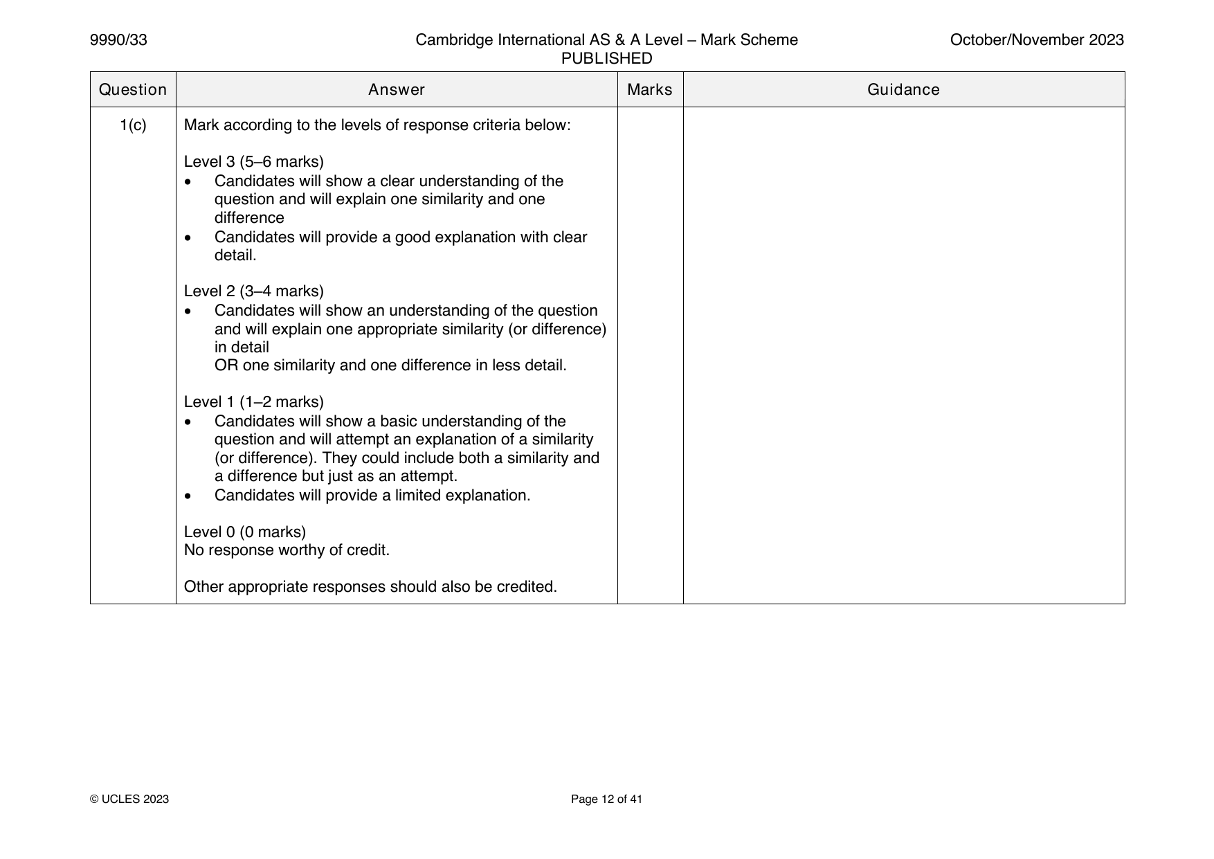 9990-2023-on-33-q01 official mark scheme page