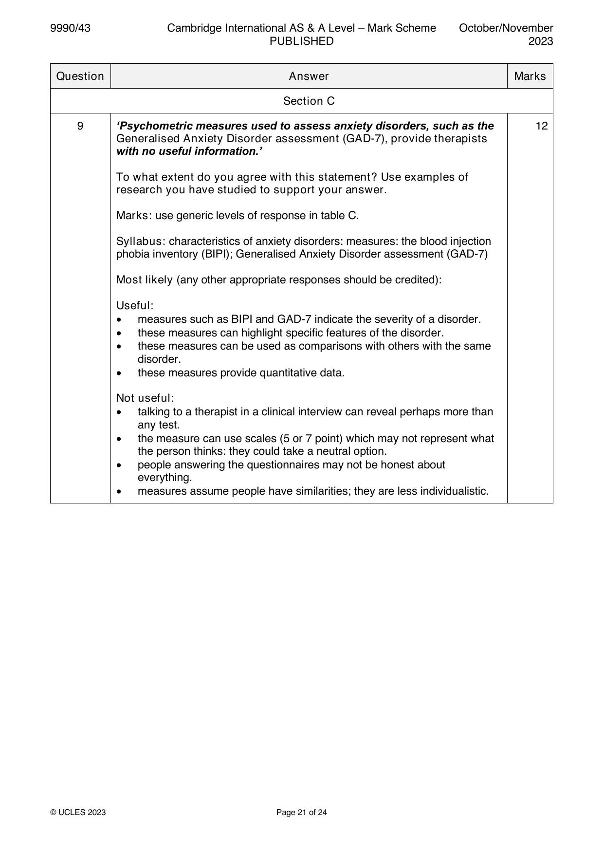 9990-2023-on-43-q09 official mark scheme page