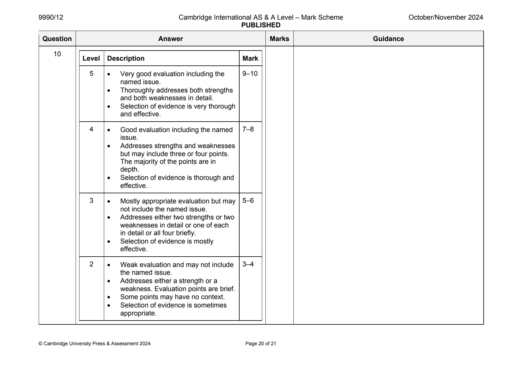 9990-2024-on-12-q10 official mark scheme page