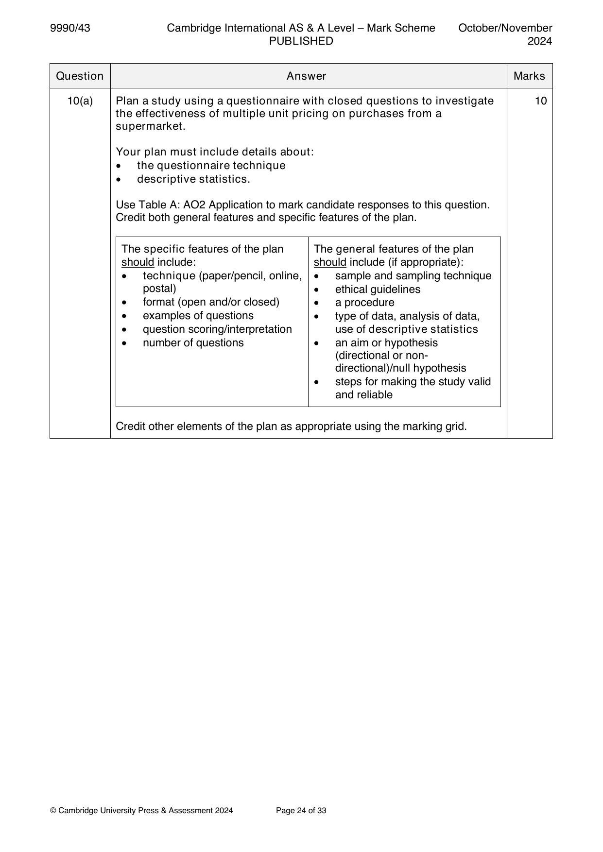 9990-2024-on-43-q10 official mark scheme page