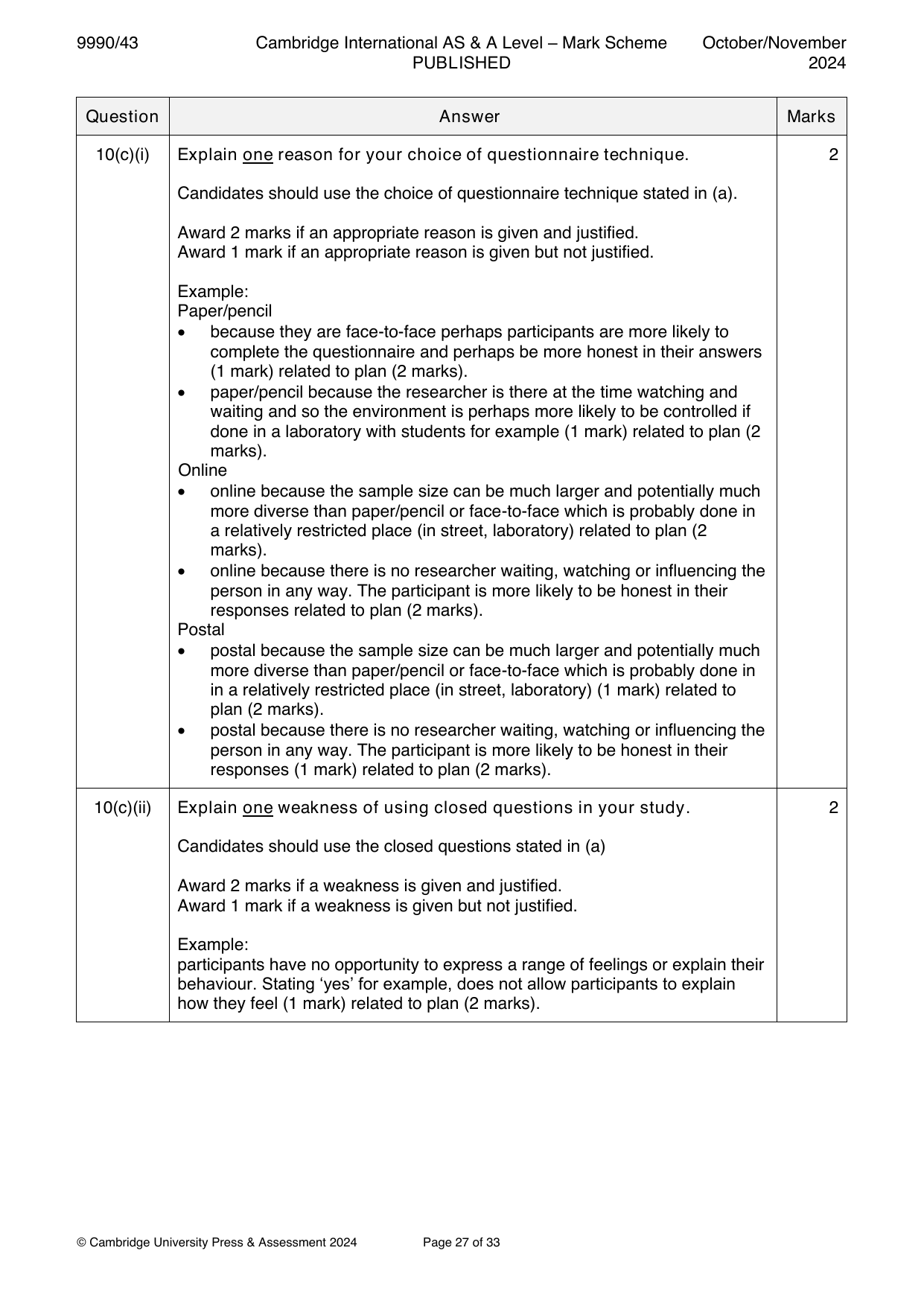9990-2024-on-43-q10 official mark scheme page