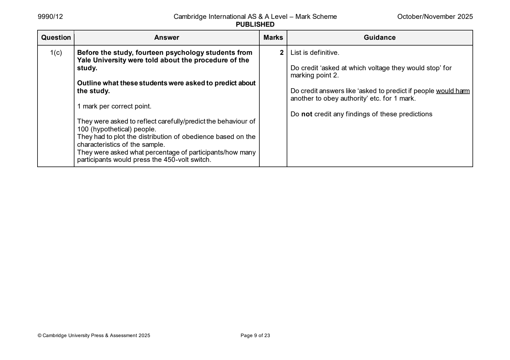 9990-2025-on-12-q01 official mark scheme page