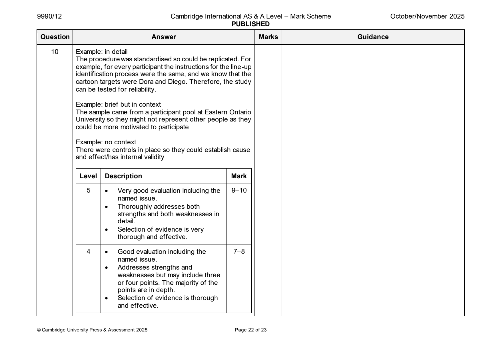 9990-2025-on-12-q10 official mark scheme page