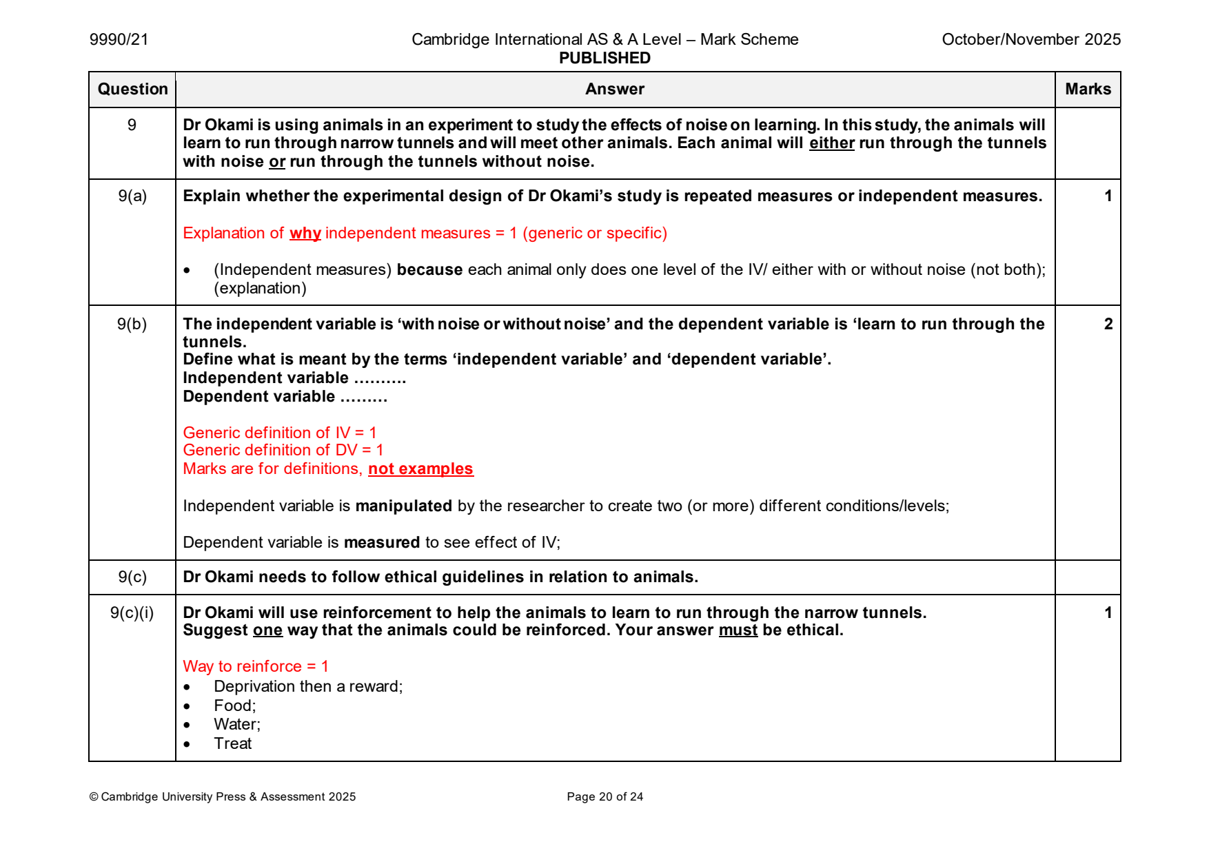9990-2025-on-21-q09 official mark scheme page