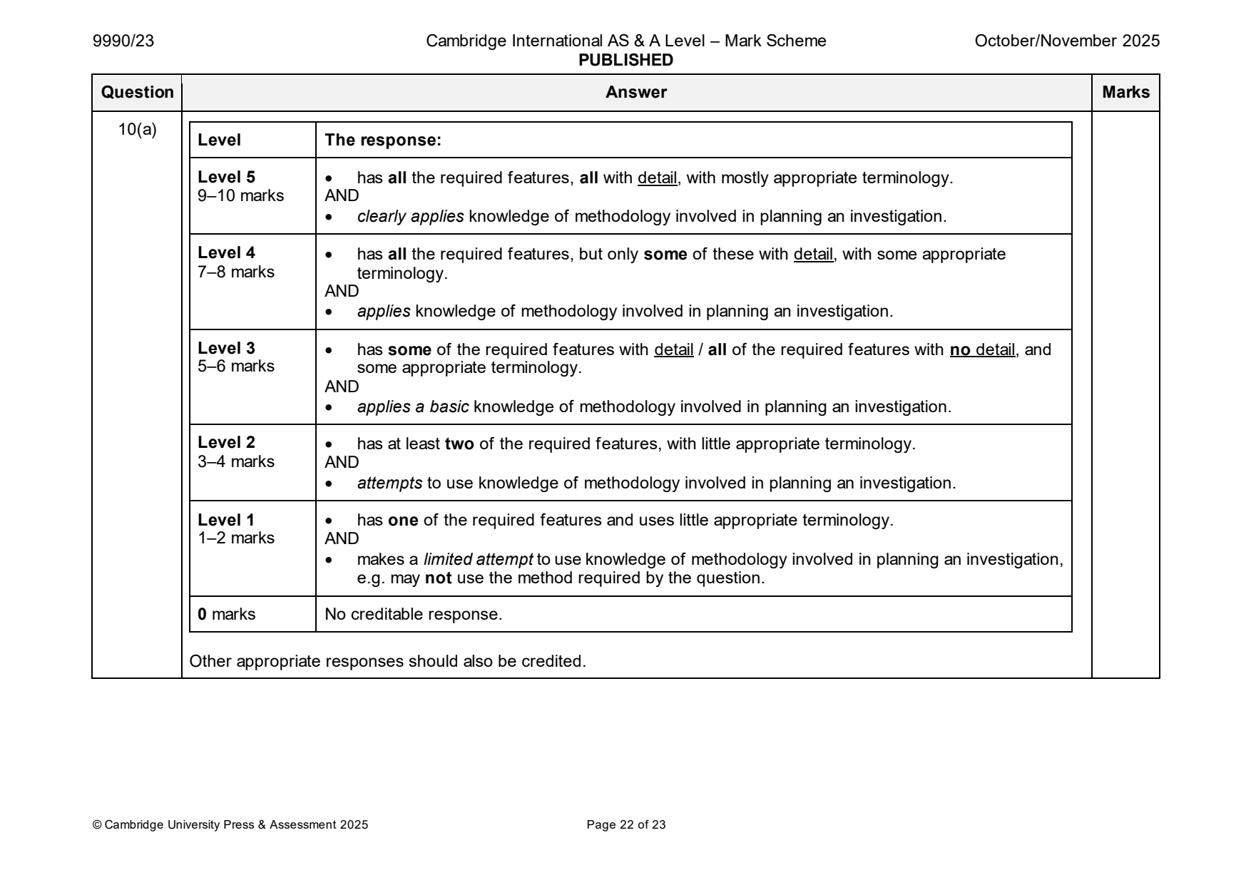 9990-2025-on-23-q10 official mark scheme page