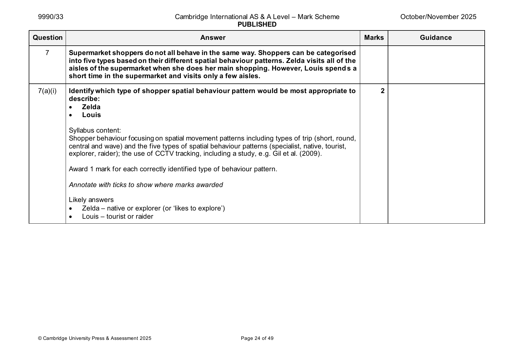 9990-2025-on-33-q07 official mark scheme page