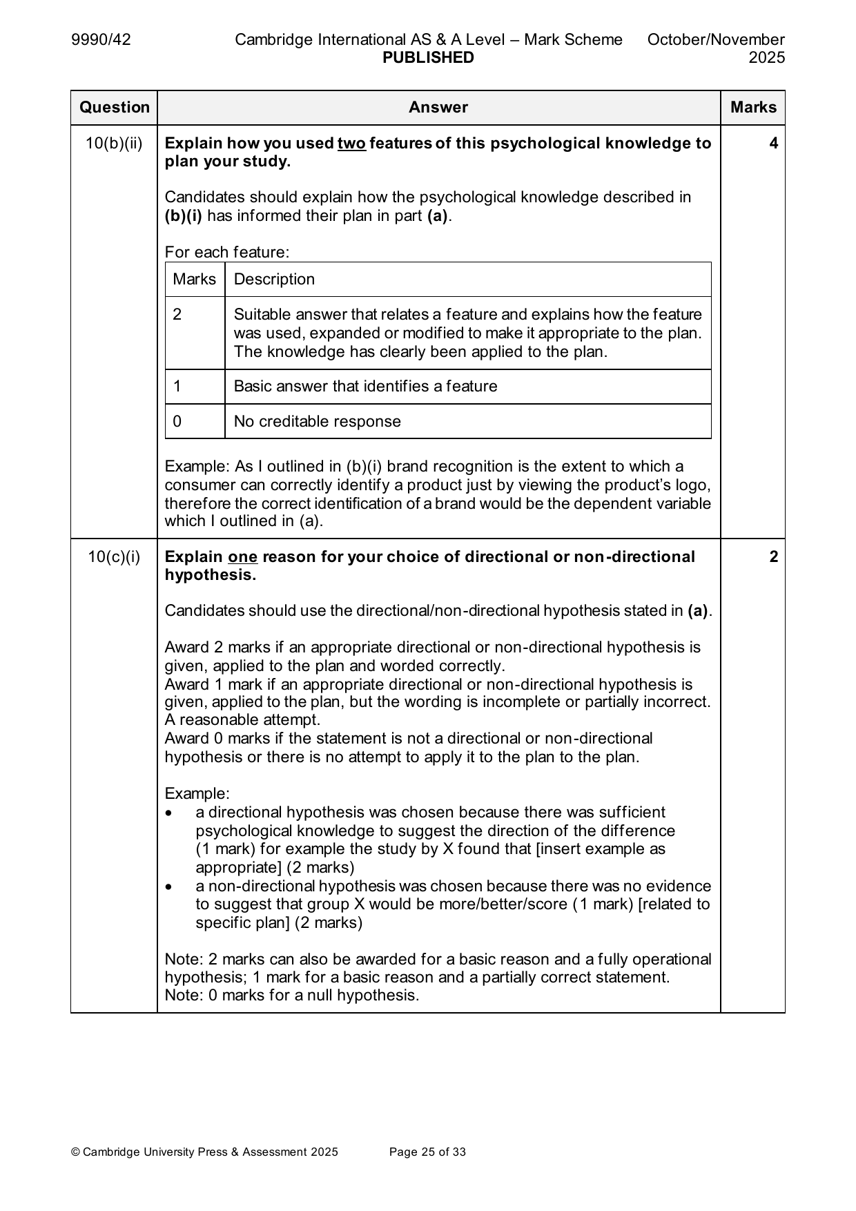 9990-2025-on-42-q10 official mark scheme page